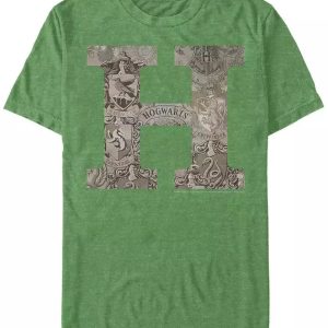 Men's Vintage-Like Hogwarts Short Sleeve Crew T-shirt