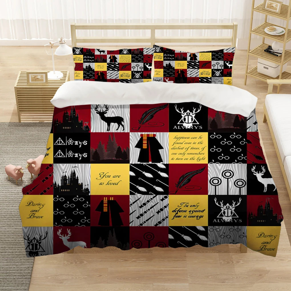 Marauder’s Map Four Magic College 3PCS Duvet Cover Set - Image 26