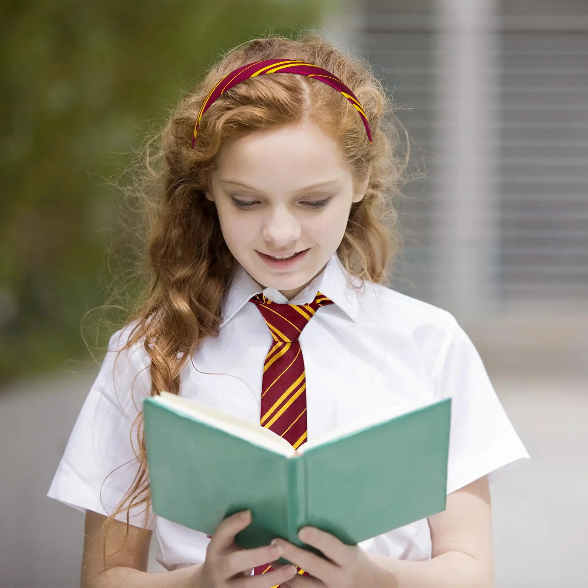 Burgundy and Yellow Striped Headband - Image 4
