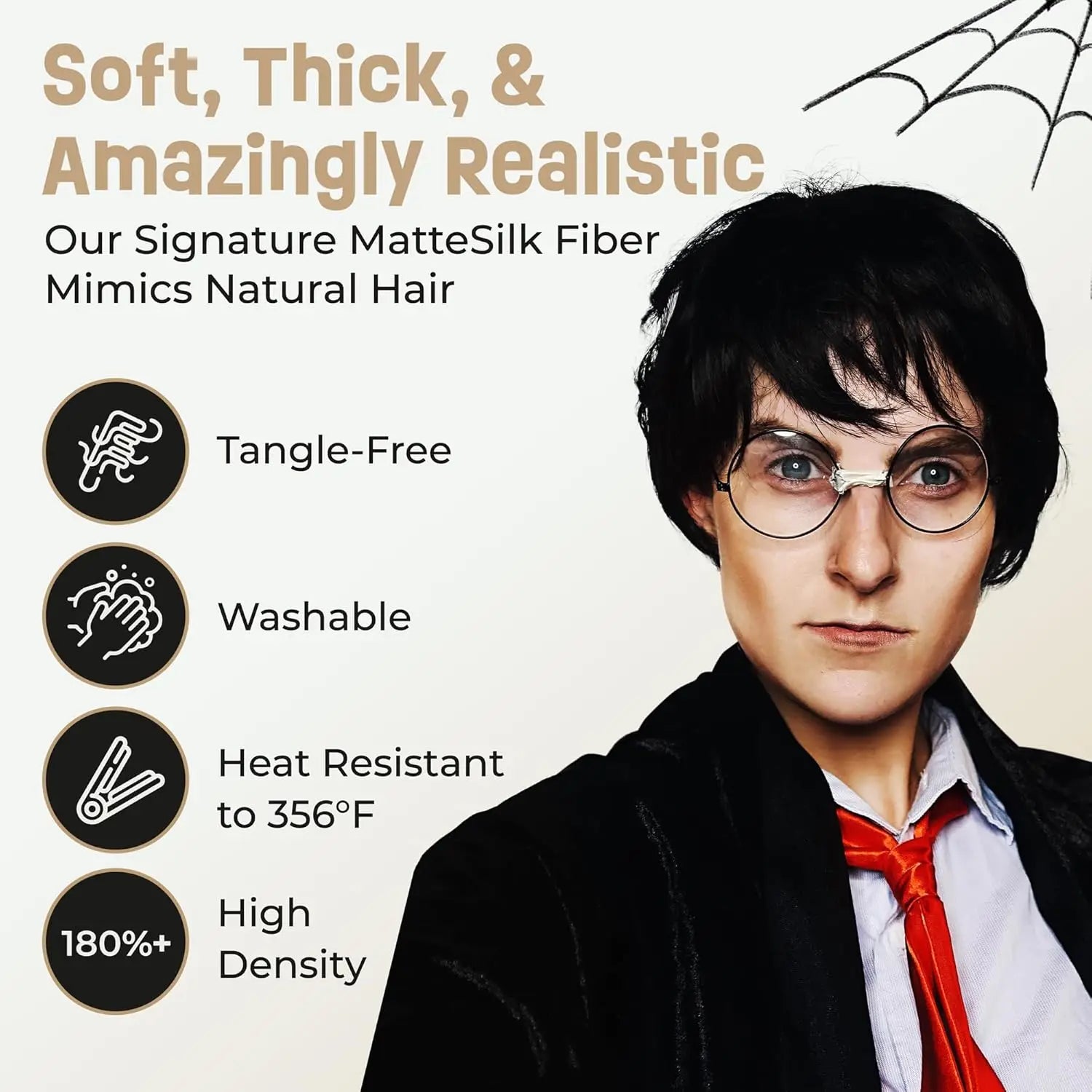 Boy Wizard Wig & Glasses Character Set - Image 2